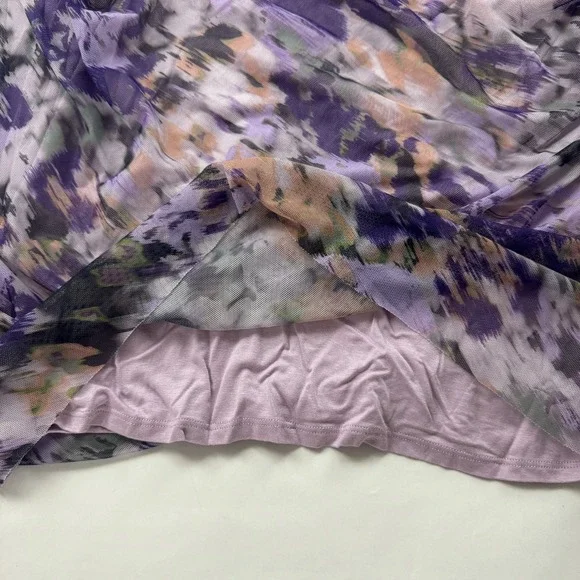 Chico's Purple Ruched Mesh Midi Dress Lined Sleeveless Stretch 16/18 (Chico 3) - Picture 5 of 11